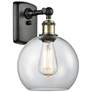 Ballston Athens 8" Incandescent Sconce- Black Brass Finish - Clear Sha