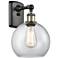 Ballston Athens 8" Incandescent Sconce- Black Brass Finish - Clear Sha