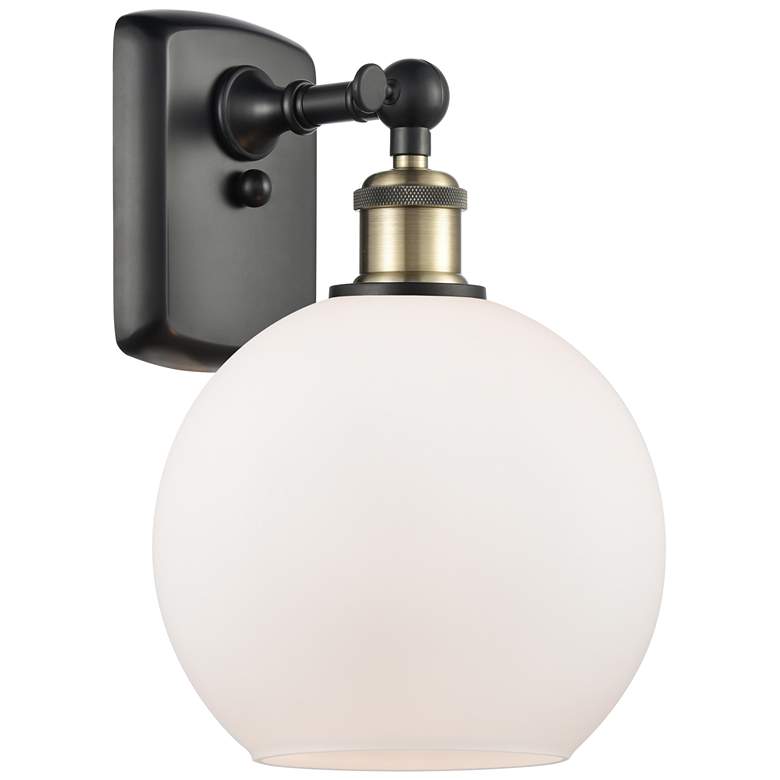 Image 1 Ballston Athens 8" Incandescent Sconce- Black Brass Finish - White Sha