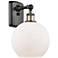 Ballston Athens 8" Incandescent Sconce- Black Brass Finish - White Sha