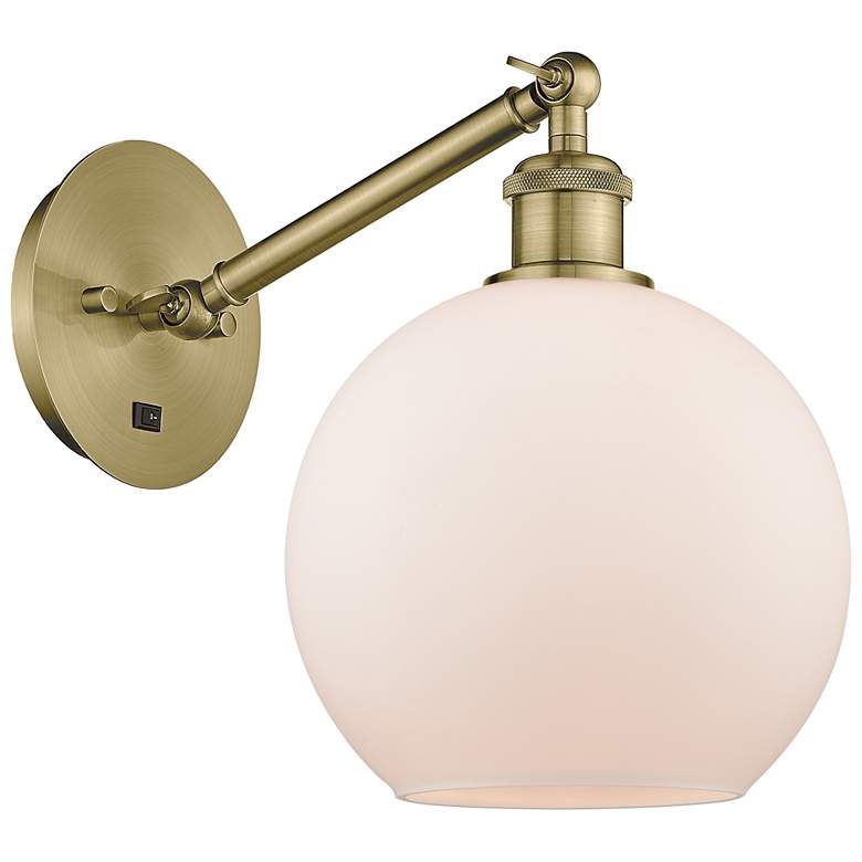 Image 1 Ballston Athens 8" Incandescent Sconce - Brass Finish - Matte White Sh