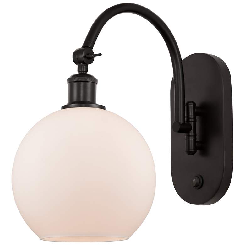 Image 1 Ballston Athens 8" Incandescent Sconce- Bronze Finish - Matte White Sh