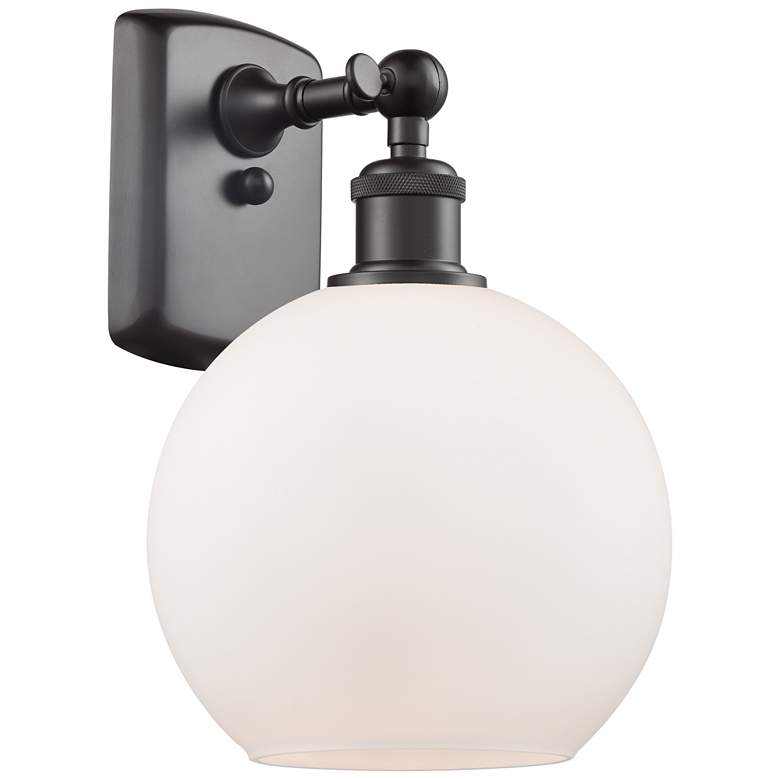 Image 1 Ballston Athens 8" Incandescent Sconce- Bronze Finish - Matte White Sh