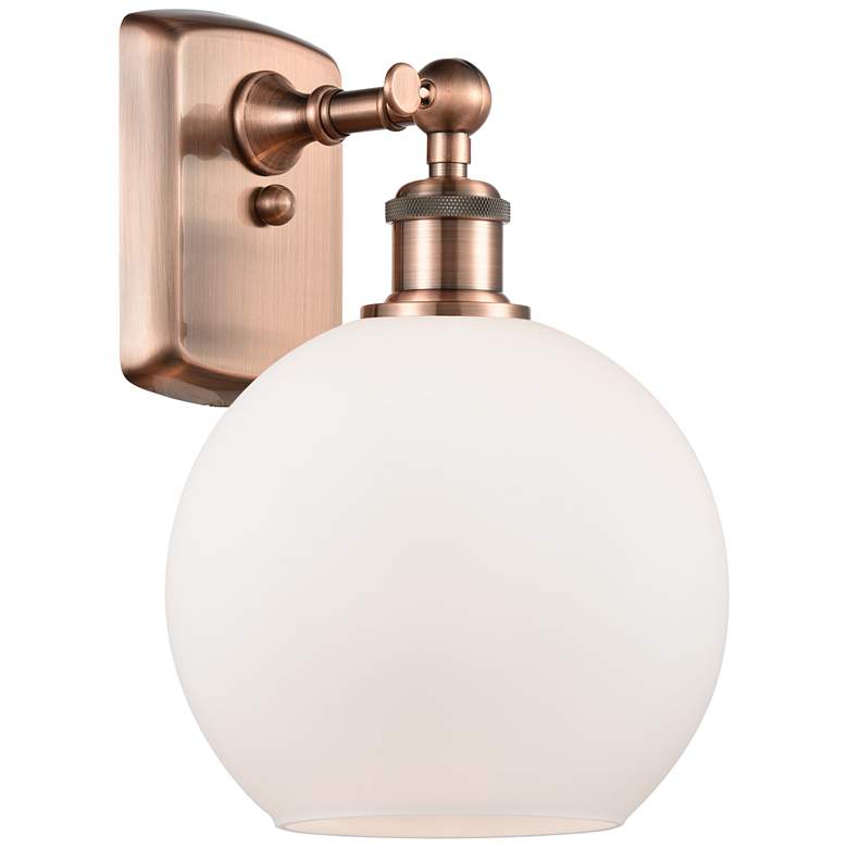 Image 1 Ballston Athens 8" Incandescent Sconce- Copper Finish - Matte White Sh