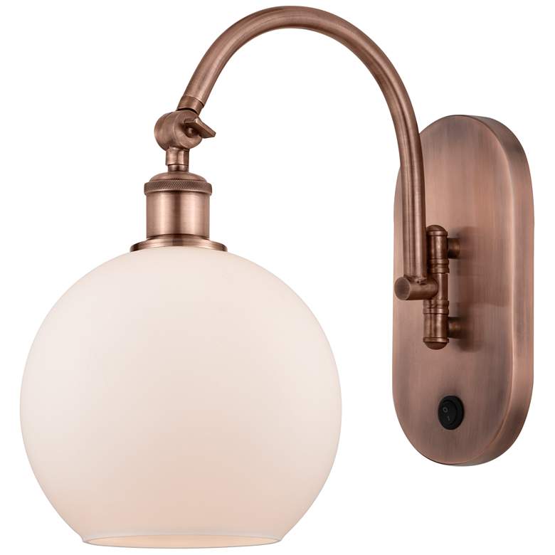 Image 1 Ballston Athens 8" Incandescent Sconce- Copper Finish - Matte White Sh