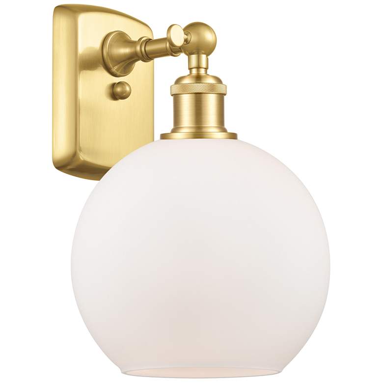 Image 1 Ballston Athens 8" Incandescent Sconce- Gold Finish - Matte White Shad