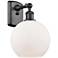 Ballston Athens 8" Incandescent Sconce- Matte Black Finish - White Sha