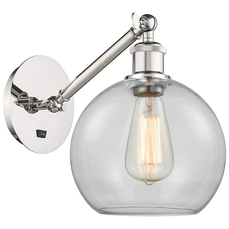 Image 1 Ballston Athens 8" Incandescent Sconce - Nickel Finish - Clear Shade