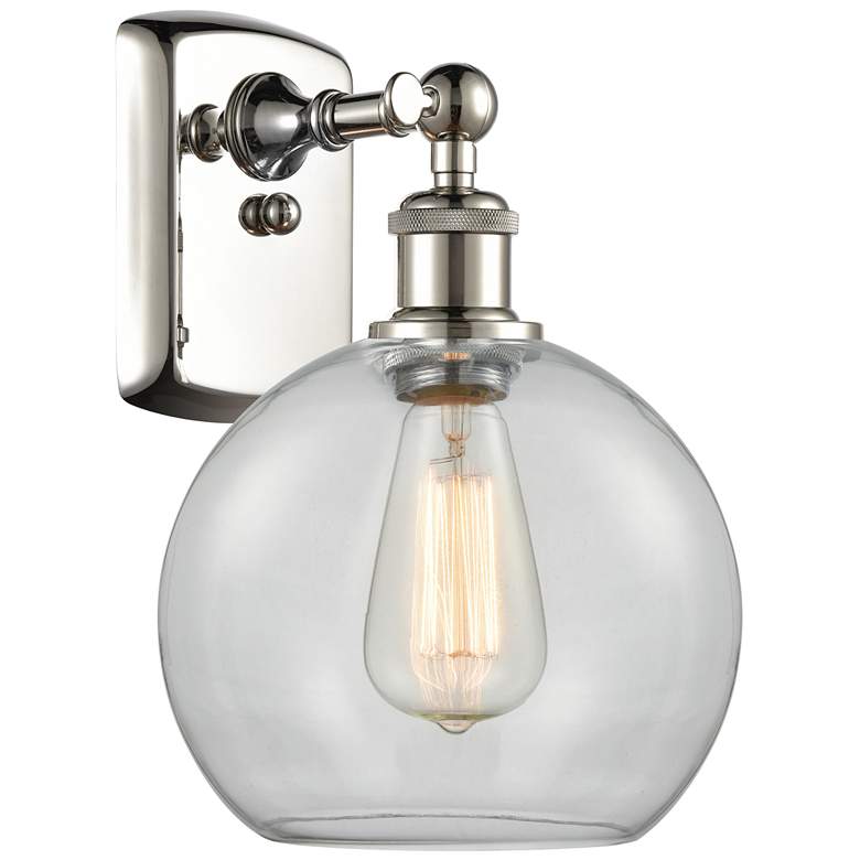 Image 1 Ballston Athens 8" Incandescent Sconce- Nickel Finish - Clear Shade