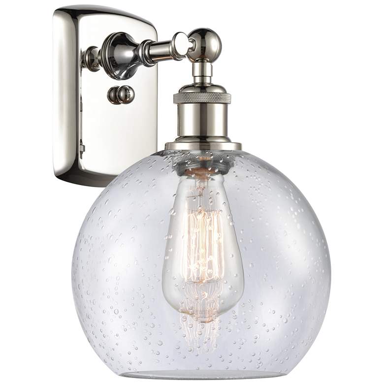 Image 1 Ballston Athens 8 inch Incandescent Sconce- Nickel Finish - Seedy Shade