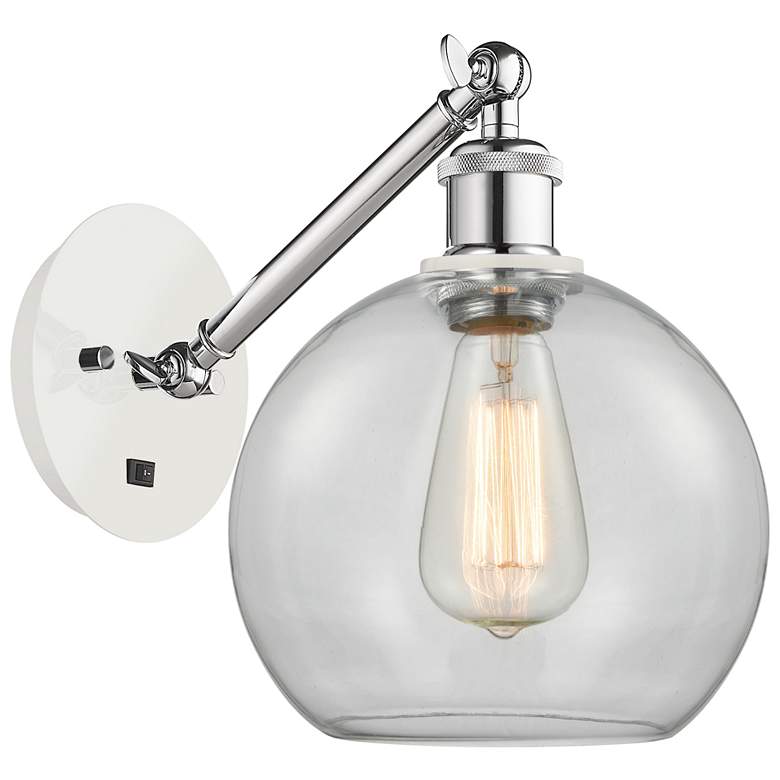 Image 1 Ballston Athens 8 inch Incandescent Sconce - White &#38; Chrome - Clear Sh