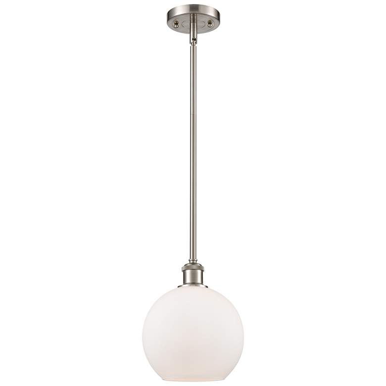 Image 1 Ballston Athens 8" LED Mini Pendant - Brushed Satin Nickel - Matte Whi
