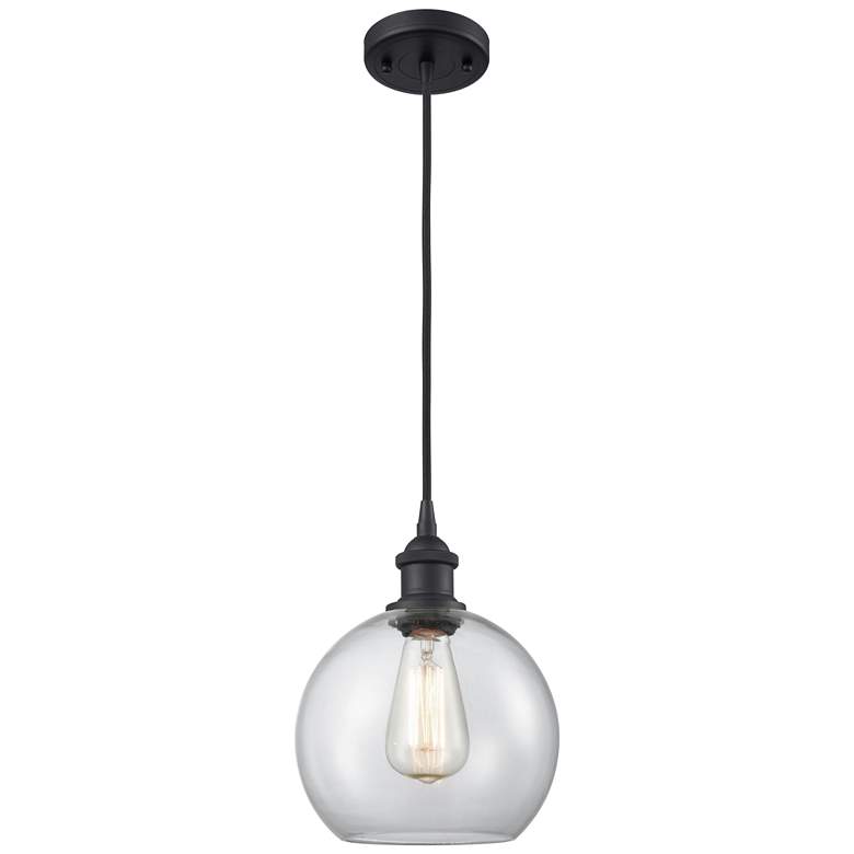 Image 1 Ballston Athens 8" LED Mini Pendant - Matte Black - Clear Shade