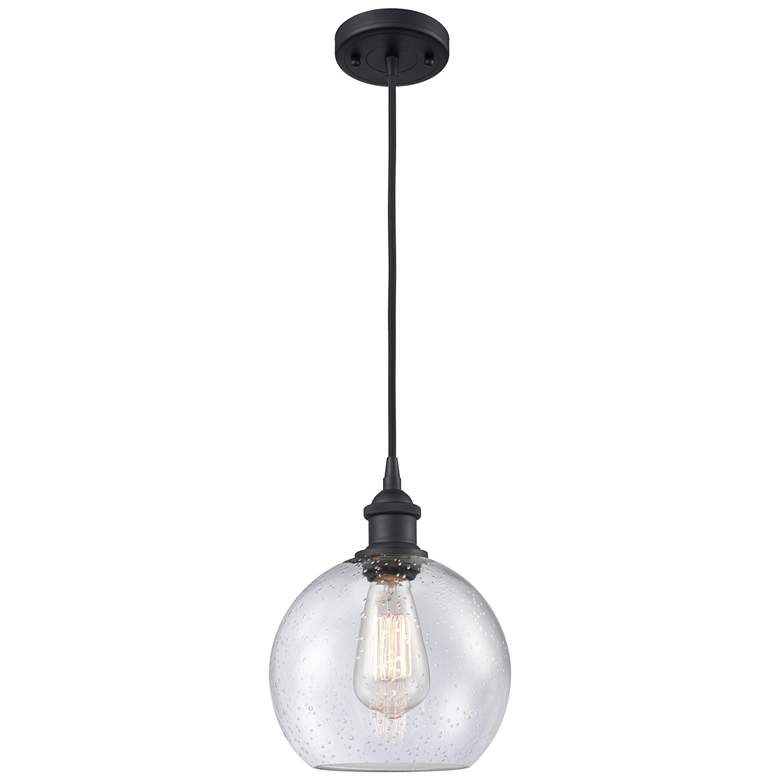 Image 1 Ballston Athens 8" LED Mini Pendant - Matte Black - Seedy Shade