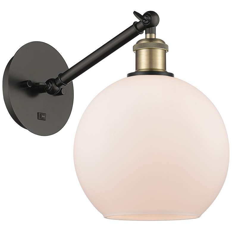 Image 1 Ballston Athens 8" LED Sconce - Black Brass Finish - Matte White Shade