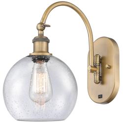 Ballston Athens 8" LED Sconce - Brass Finish - Seedy Shade