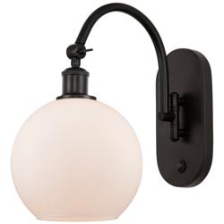 Ballston Athens 8" LED Sconce - Bronze Finish - Matte White Shade