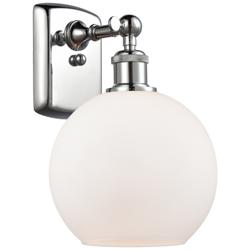 Ballston Athens 8" LED Sconce - Chrome Finish - Matte White Shade