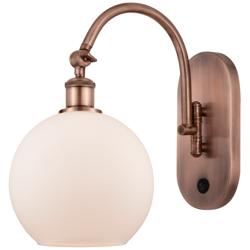Ballston Athens 8" LED Sconce - Copper Finish - Matte White Shade