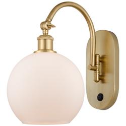 Ballston Athens 8" LED Sconce - Gold Finish - Matte White Shade