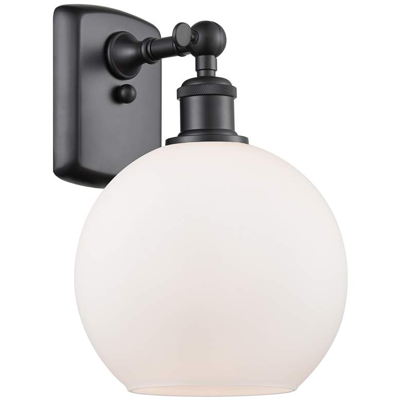 Image 1 Ballston Athens 8 inch LED Sconce - Matte Black Finish - Matte White Shade