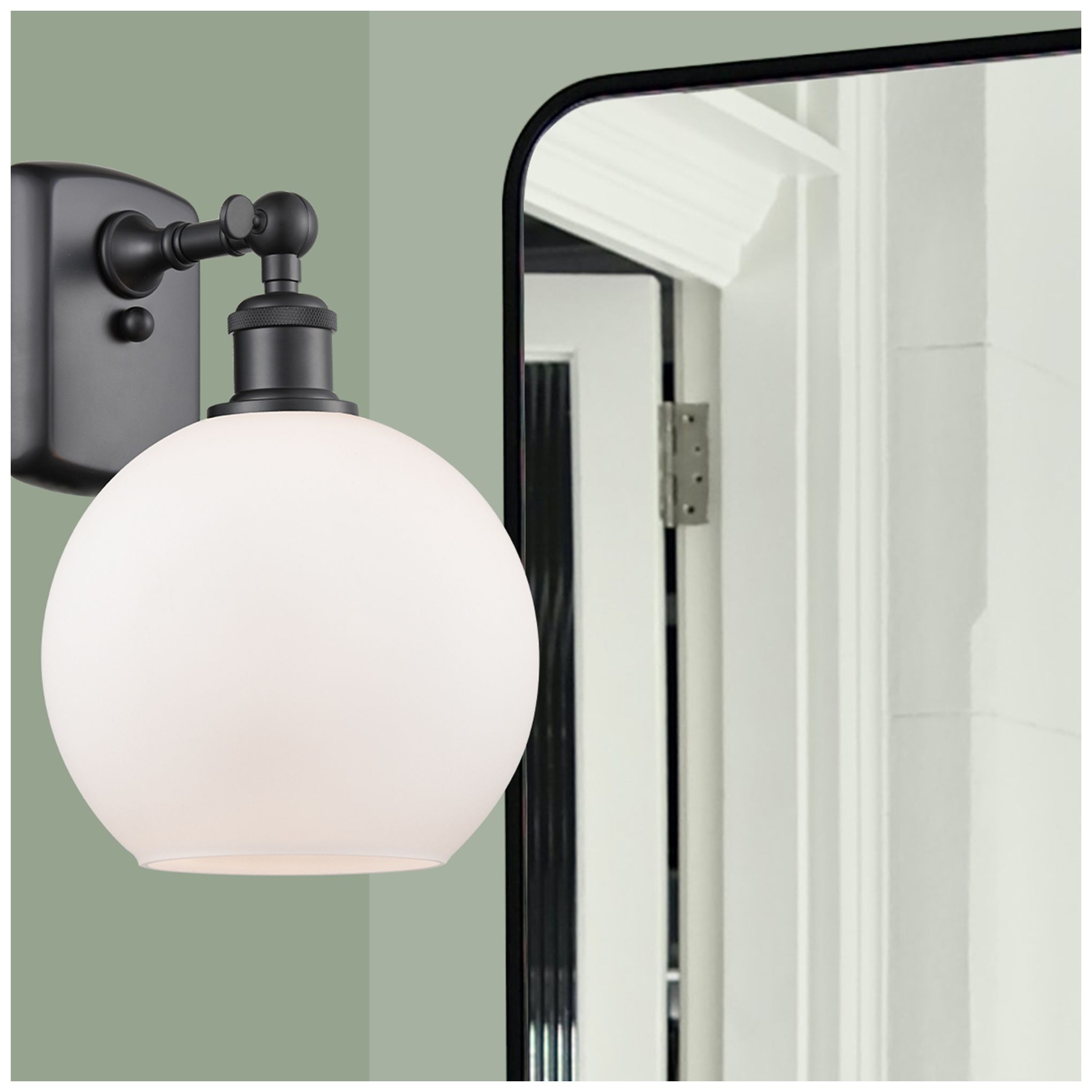 Image 3 Ballston Athens 8" LED Sconce - Matte Black Finish - Matte White Shade more views