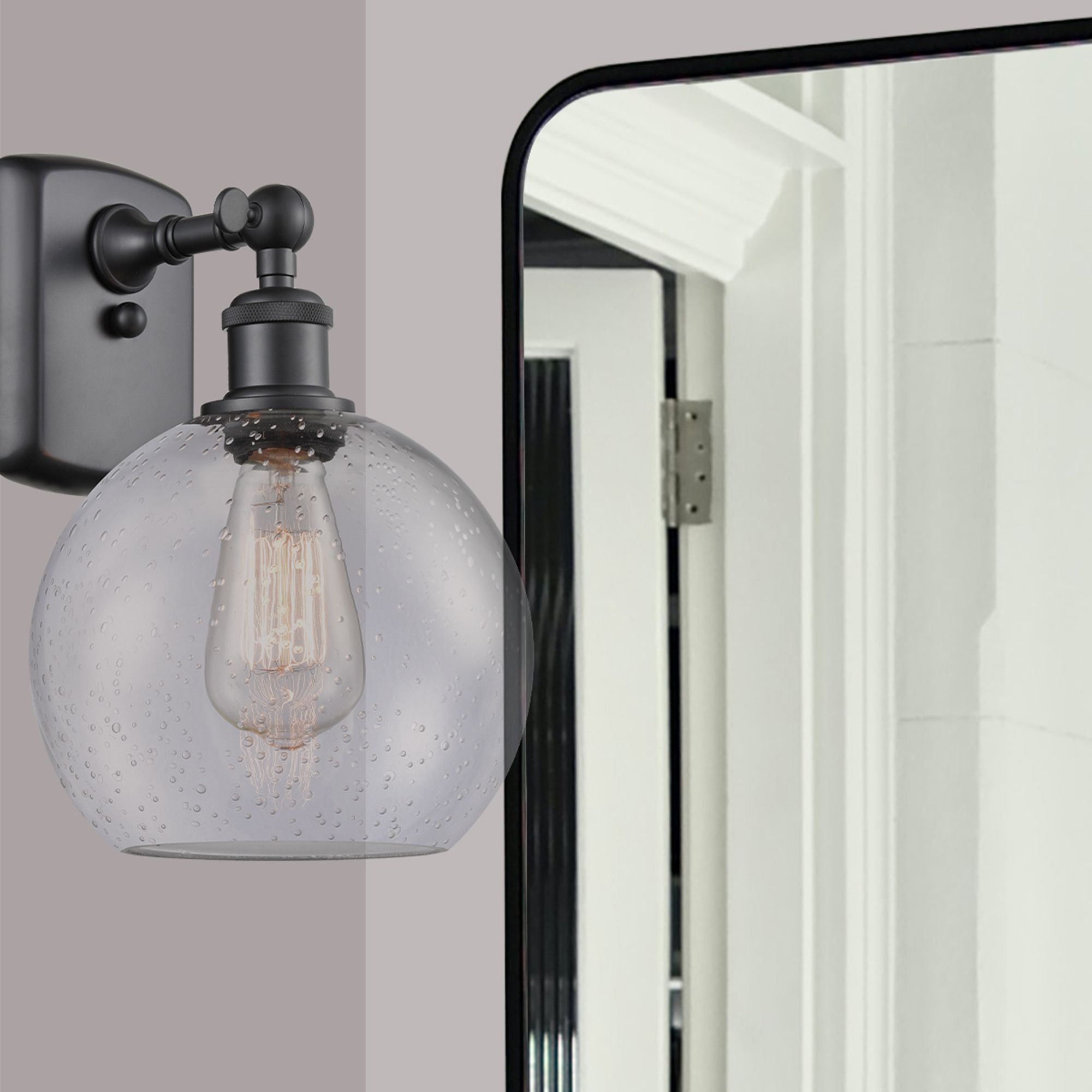 Image 3 Ballston Athens 8" LED Sconce - Matte Black Finish - Seedy Shade more views