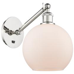 Ballston Athens 8" LED Sconce - Nickel Finish - Matte White Shade