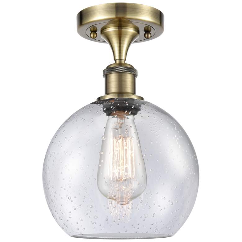 Image 1 Ballston Athens 8" LED Semi-Flush Mount - Antique Brass - Seedy Shade