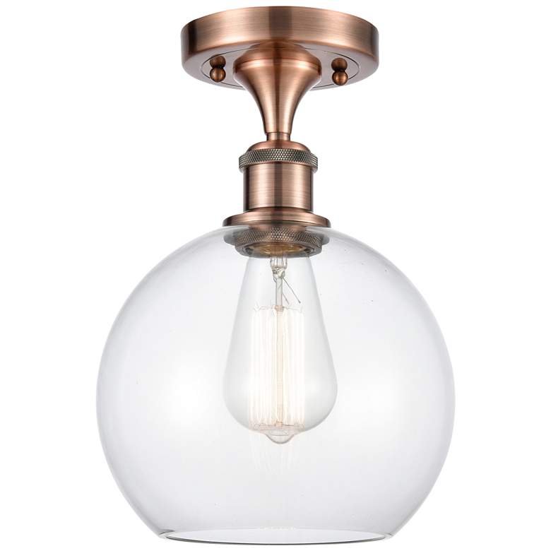 Image 1 Ballston Athens 8" LED Semi-Flush Mount - Antique Copper - Clear Shad