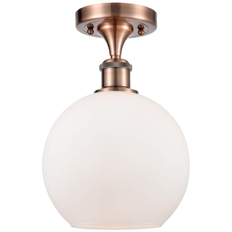Image 1 Ballston Athens 8" LED Semi-Flush Mount - Antique Copper - Matte Whit