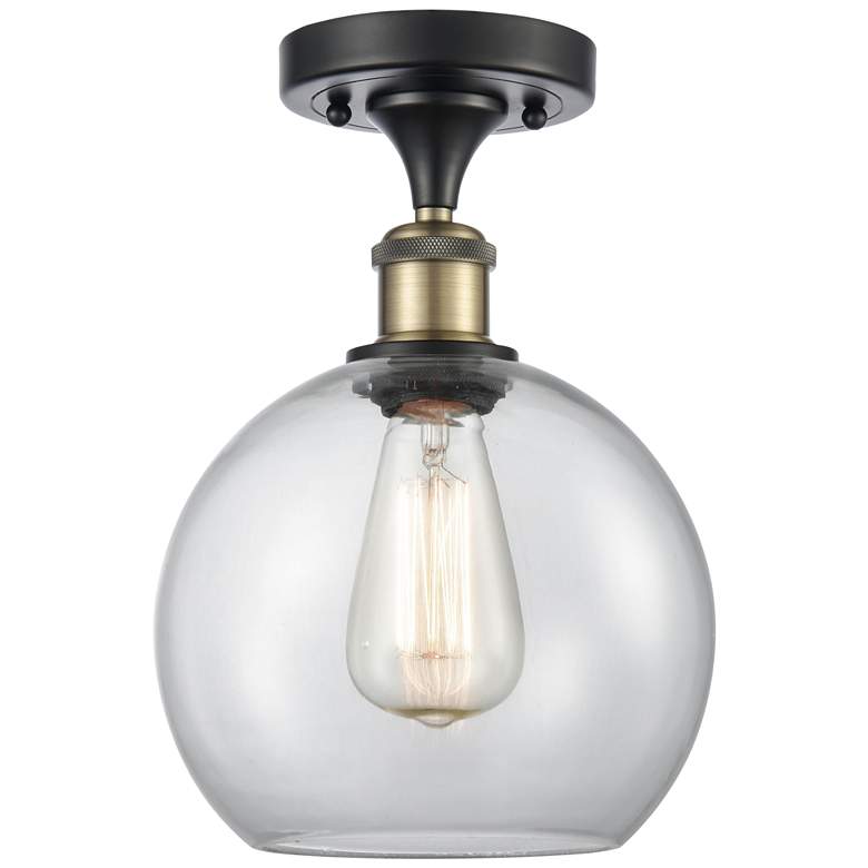 Image 1 Ballston Athens 8" LED Semi-Flush Mount - Black Antique Brass - Clear