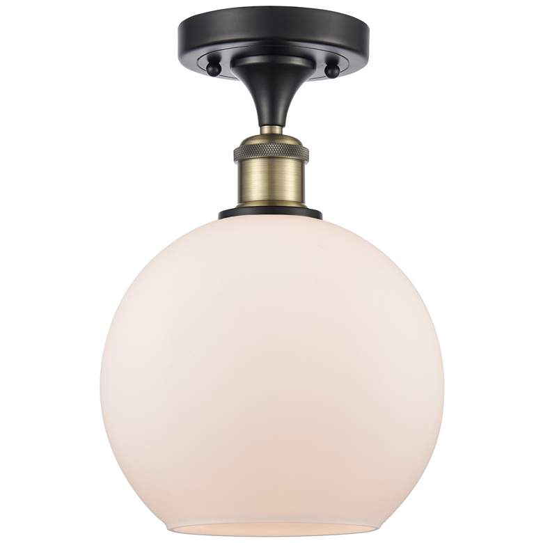 Image 1 Ballston Athens 8" LED Semi-Flush Mount - Black Brass - Matte White