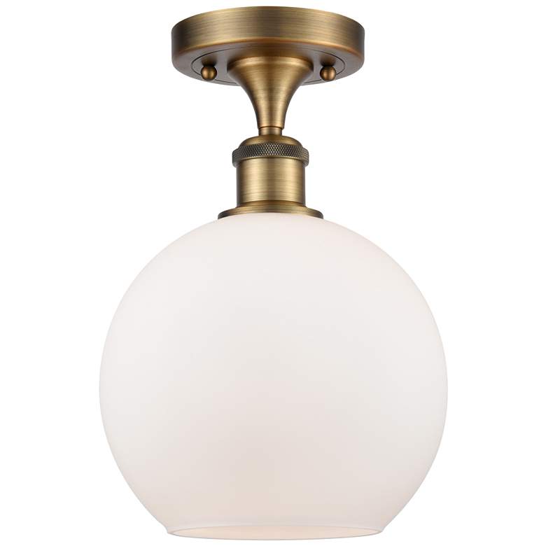 Image 1 Ballston Athens 8" LED Semi-Flush Mount - Brushed Brass - Matte White