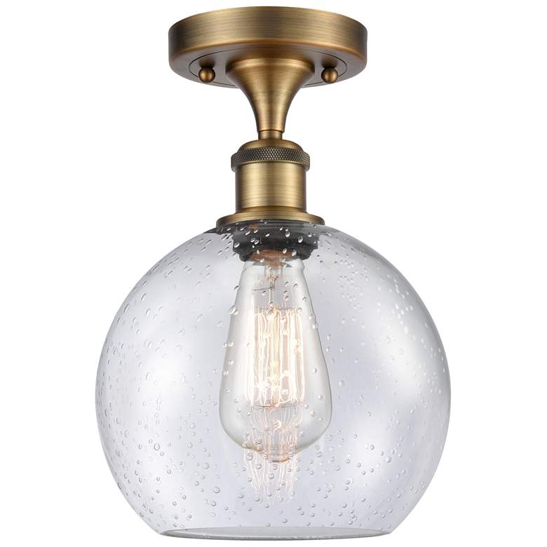 Image 1 Ballston Athens 8" LED Semi-Flush Mount - Brushed Brass - Seedy Shade