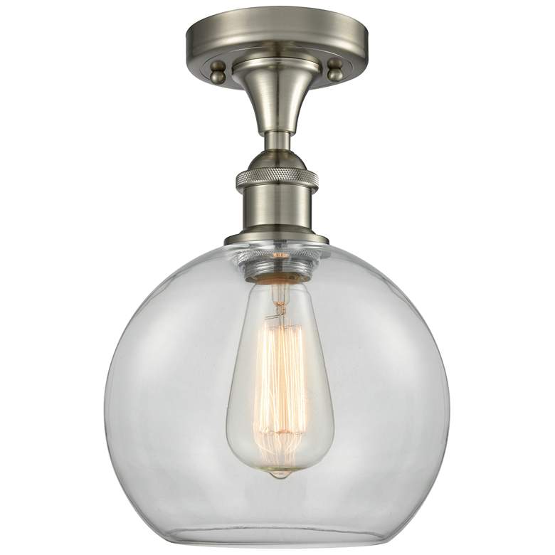 Image 1 Ballston Athens 8" LED Semi-Flush Mount - Brushed Satin Nickel - Clea