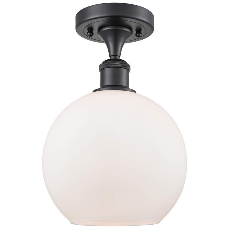 Image 1 Ballston Athens 8" LED Semi-Flush Mount - Matte Black - Matte White S