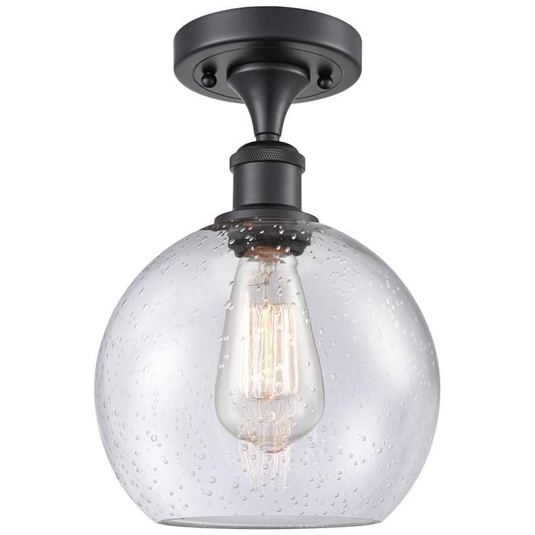 Image 1 Ballston Athens 8" LED Semi-Flush Mount - Matte Black - Seedy Shade