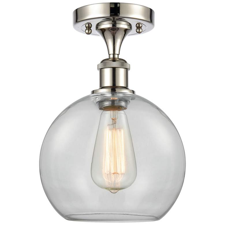 Image 1 Ballston Athens 8" LED Semi-Flush Mount - Polished Nickel - Clear Sha
