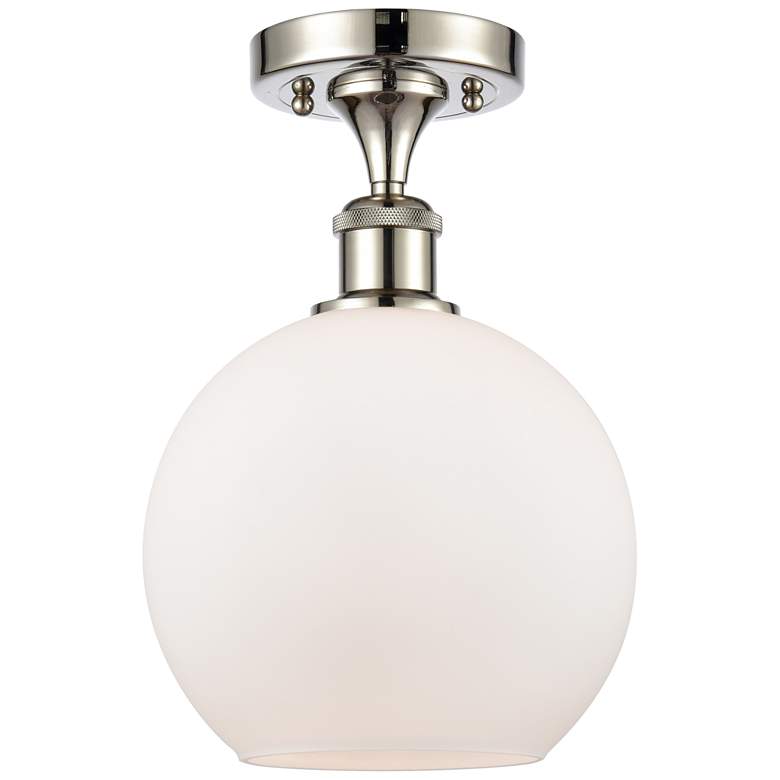 Image 1 Ballston Athens 8" LED Semi-Flush Mount - Polished Nickel - Matte Whi