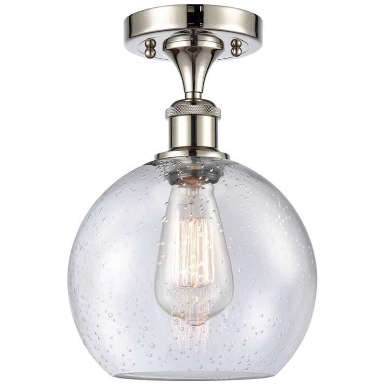 Image 1 Ballston Athens 8" LED Semi-Flush Mount - Polished Nickel - Seedy Sha