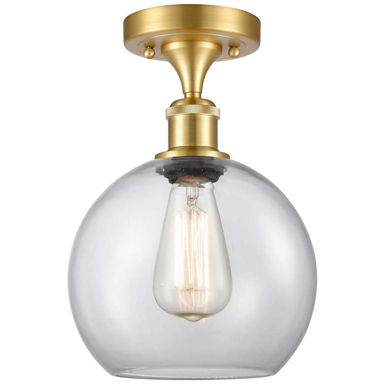 Image 1 Ballston Athens 8" LED Semi-Flush Mount - Satin Gold - Clear Shade