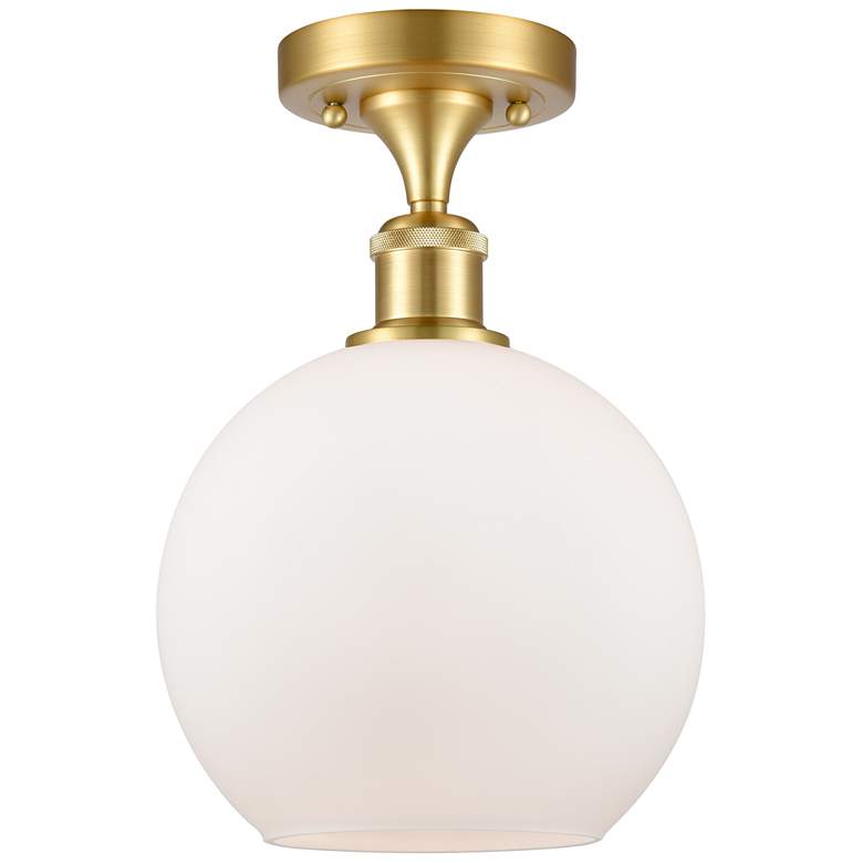 Image 1 Ballston Athens 8" LED Semi-Flush Mount - Satin Gold - Matte White Sh