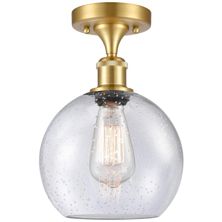 Image 1 Ballston Athens 8" LED Semi-Flush Mount - Satin Gold - Seedy Shade