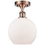 Ballston Athens  8" Semi-Flush Mount - Antique Copper - Matte White Sh