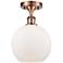 Ballston Athens  8" Semi-Flush Mount - Antique Copper - Matte White Sh