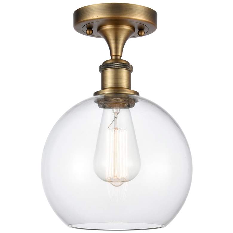 Image 1 Ballston Athens 8" Semi-Flush Mount - Brushed Brass - Clear Shade