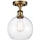 Ballston Athens 8" Semi-Flush Mount - Brushed Brass - Clear Shade