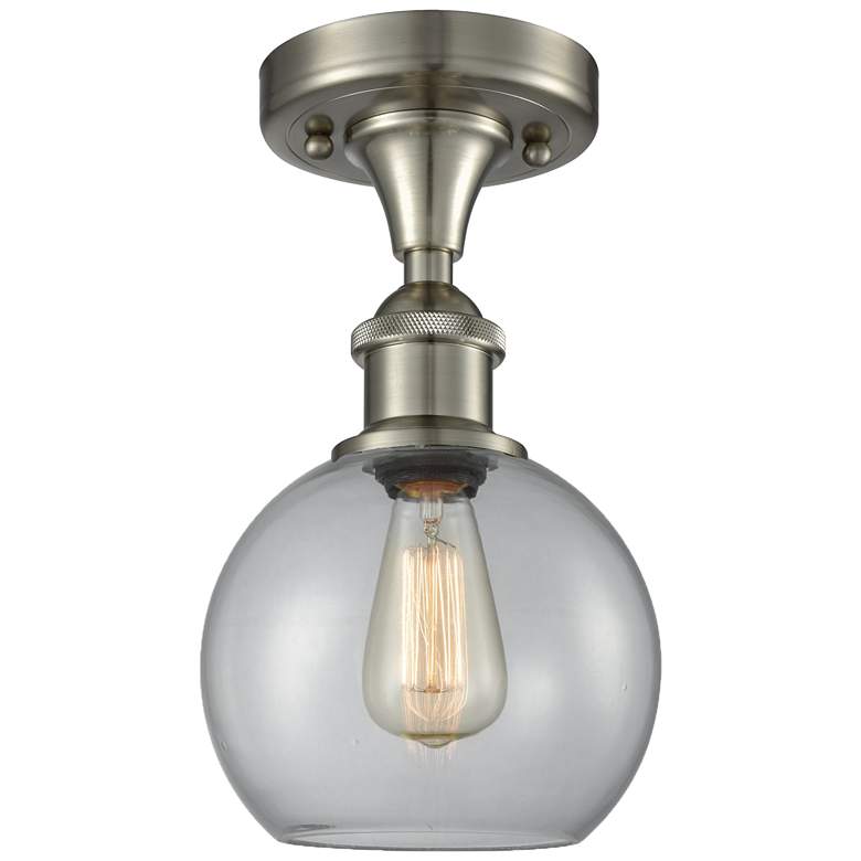 Image 1 Ballston Athens 8" Semi-Flush Mount - Brushed Satin Nickel - Clear Sh