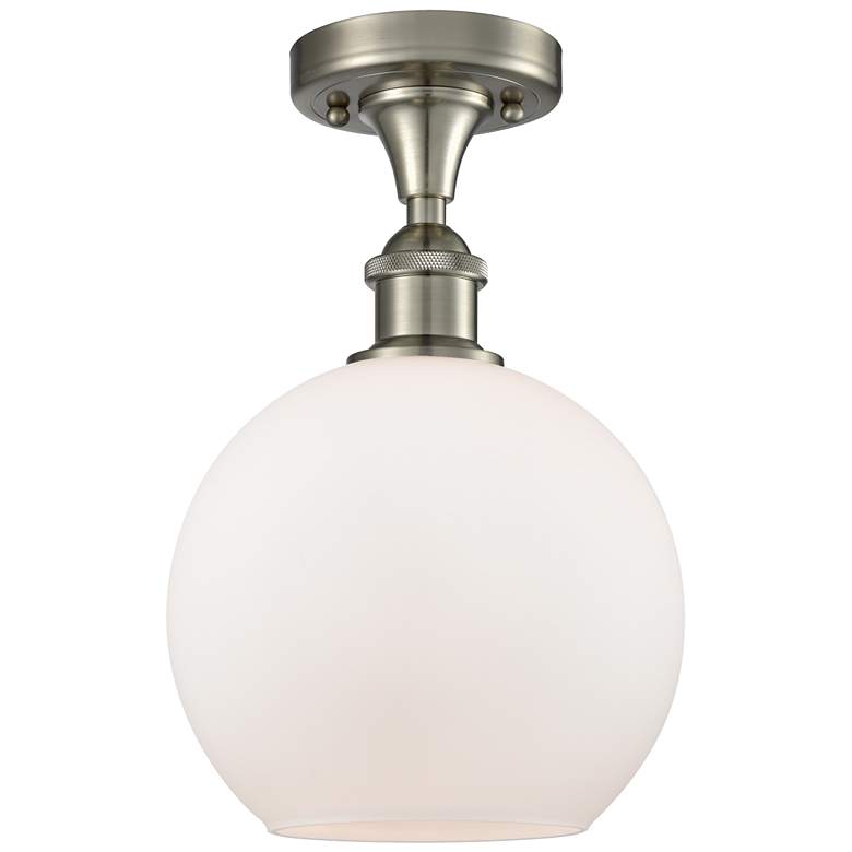 Image 1 Ballston Athens  8" Semi-Flush Mount - Brushed Satin Nickel - Matte Wh